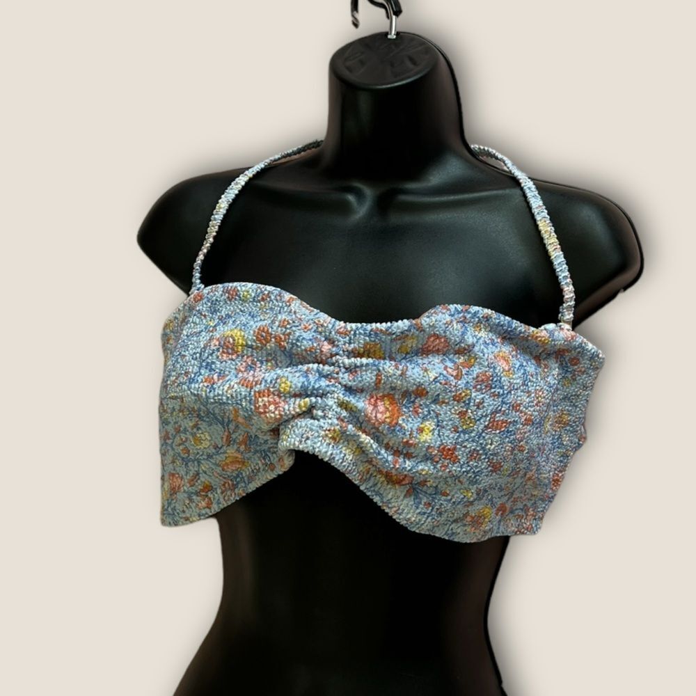 Blue floral Bikini Top size 2X NWT